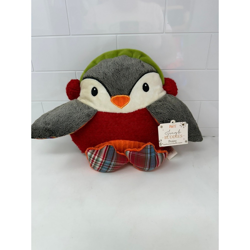 Pier 1 Jingle Buddies Penny Penguin Plush Hand Warmer Holiday Stuffed Animal NWT